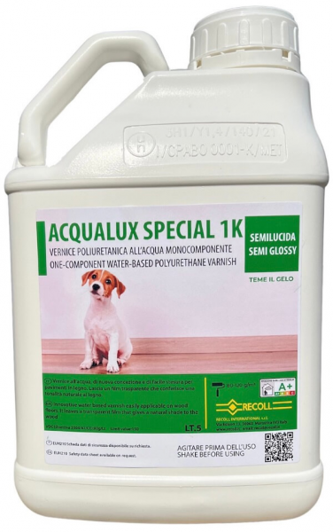 Лак для паркета Recoll ACQUALUX SPECIAL 1K SEMILUCIDA (SEMI GLOSSY) 5л (полу<br>глянцевый) фото #1