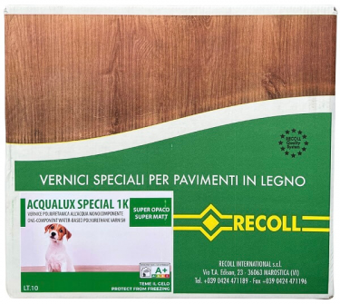 Лак для паркету Recoll ACQUALUX SPECIAL 1K SUPER OPACO (SUPER MATT) 5л (супер<br>матовий)