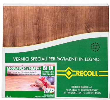 Лак для паркета Recoll ACQUALUX SPECIAL 2K SEMILUCIDA (SEMI GLOSSY) 5(4,5+0,5)л (полу<br>глянцевый)