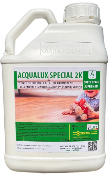 Лак для паркету Recoll ACQUALUX SPECIAL 2K SUPER OPACO (SUPER MATT) 5(4,5+0,5)л (супер<br>матовий) фото #1