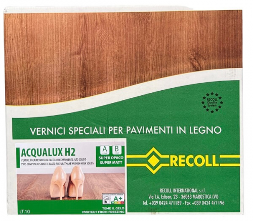 Лак для паркета Recoll ACQUALUX SPECIAL H2 SUPER OPACO (SUPER MATT) 5(4,5+0,5)л (супер<br>матовый)